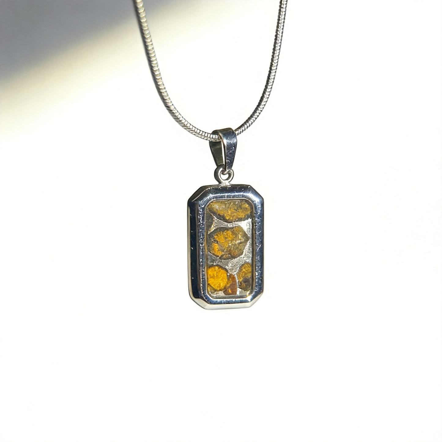 Real Sericho Pallasite Meteorite Necklace | Top Quality Pallasite Pendant 18x10x3mm | Genuine Space Rock Jewelry | Gift for Her Him