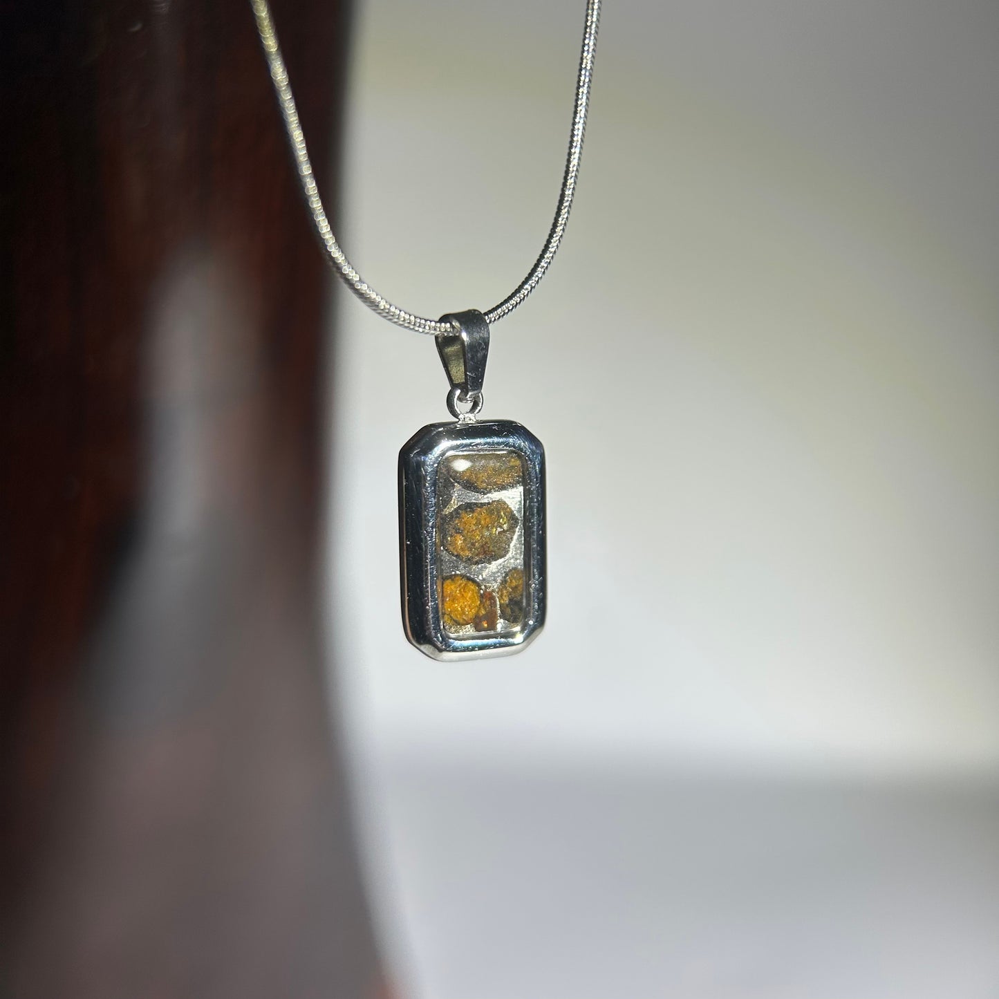 Real Sericho Pallasite Meteorite Necklace | Top Quality Pallasite Pendant 18x10x3mm | Genuine Space Rock Jewelry | Gift for Her Him