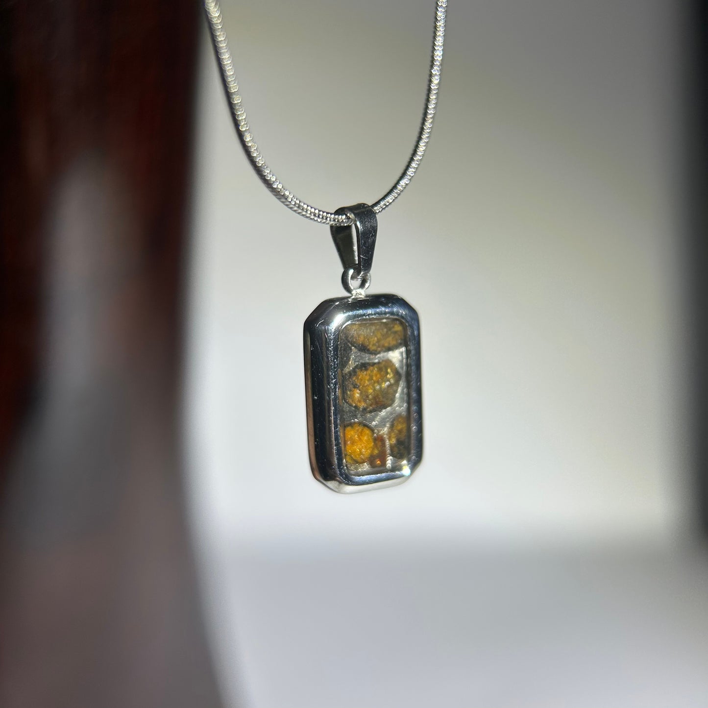 Real Sericho Pallasite Meteorite Necklace | Top Quality Pallasite Pendant 18x10x3mm | Genuine Space Rock Jewelry | Gift for Her Him