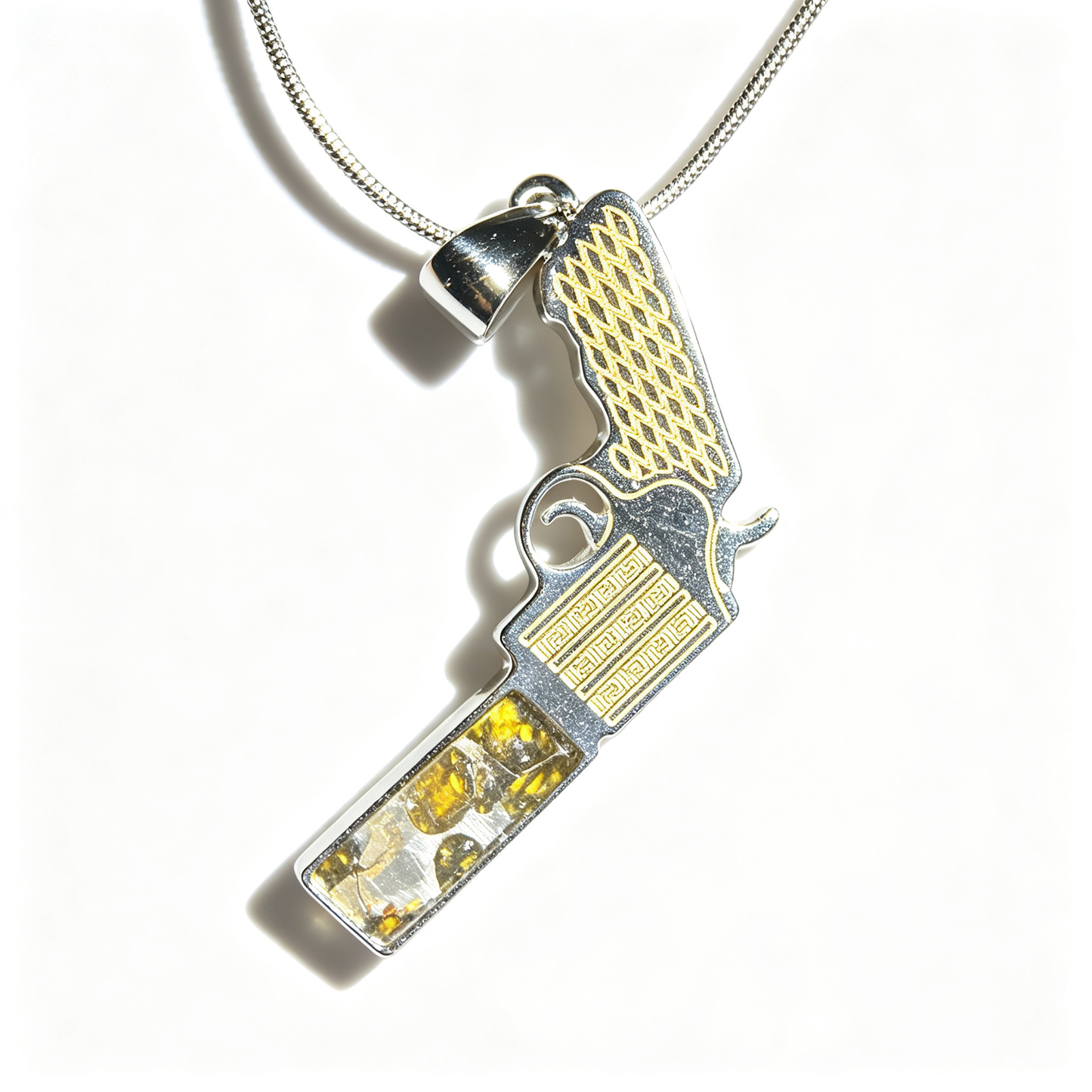 Real Sericho Pallasite Meteorite Necklace (Kenya) — Modern “Gun” Pendant, Gift Ready