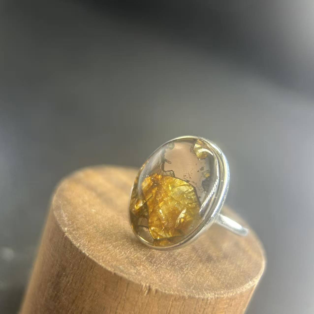 Top Quality Sericho Pallasite Meteorite Ring: Sterling Space Gem, Cosmic Wedding Band, Christmas gift