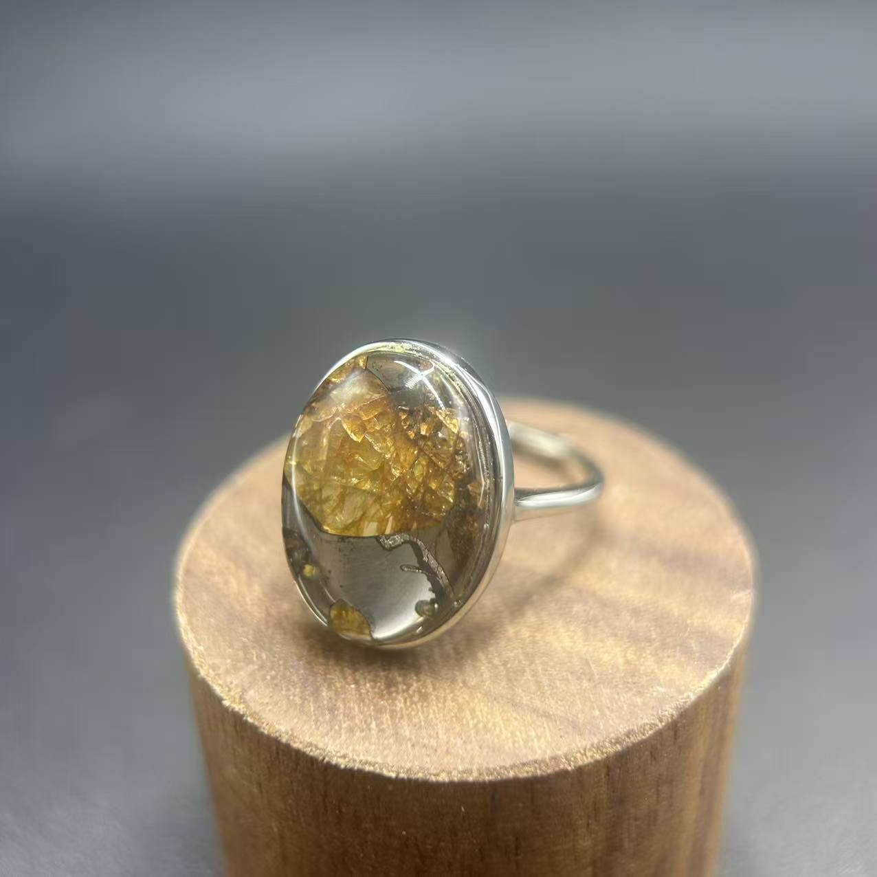 Top Quality Sericho Pallasite Meteorite Ring: Sterling Space Gem, Cosmic Wedding Band, Christmas gift