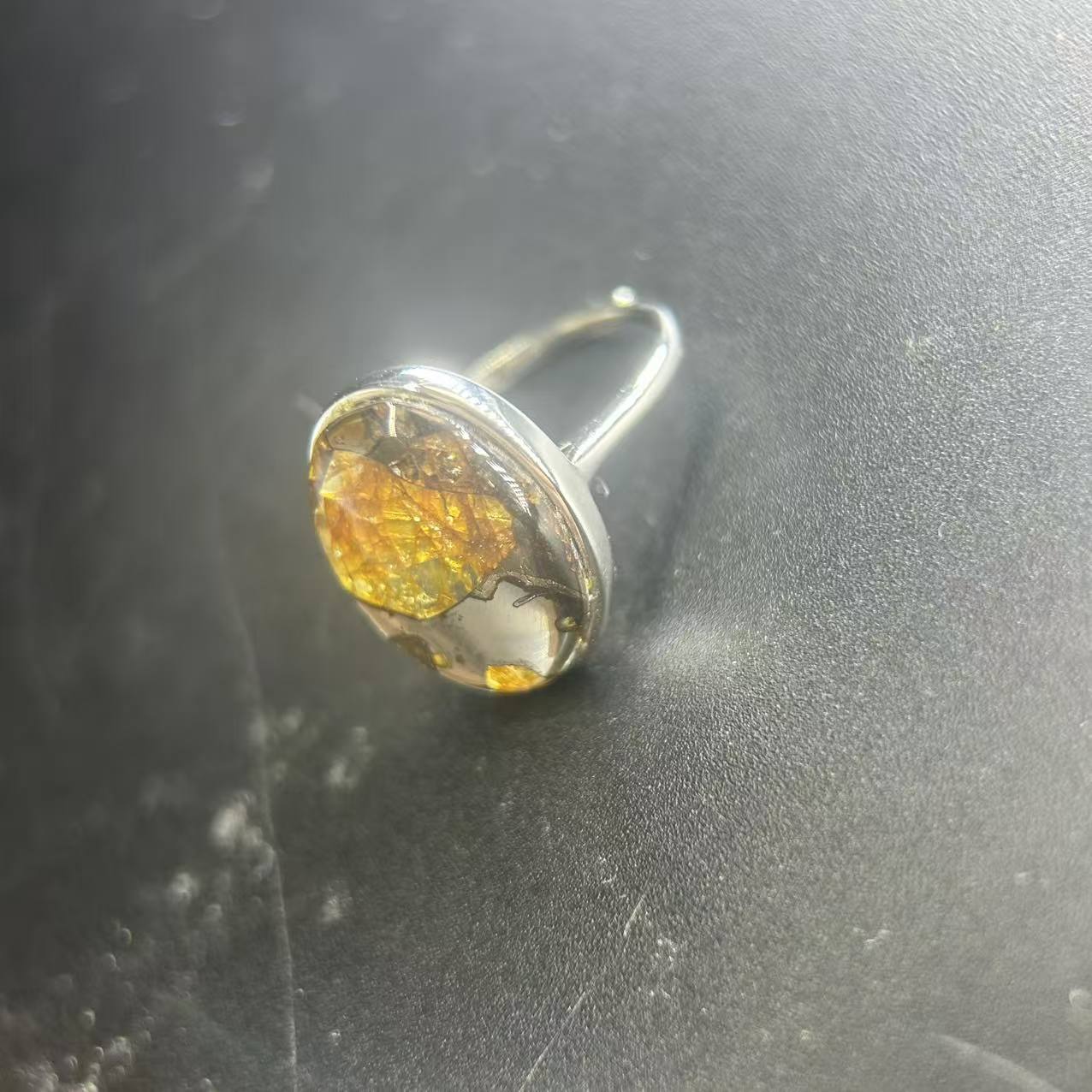 Top Quality Sericho Pallasite Meteorite Ring: Sterling Space Gem, Cosmic Wedding Band, Christmas gift