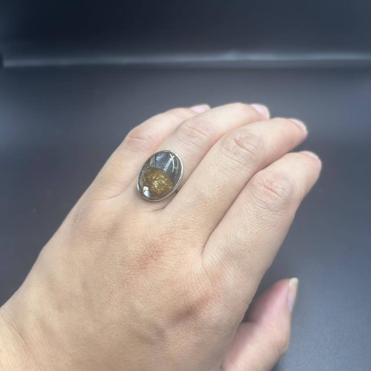 Top Quality Sericho Pallasite Meteorite Ring: Sterling Space Gem, Cosmic Wedding Band, Christmas gift