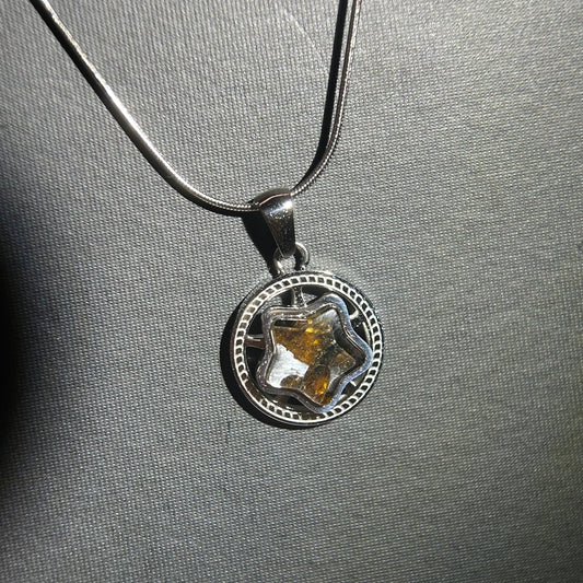 Spinning Star Kenya Sericho Pallasite Meteorite Necklace