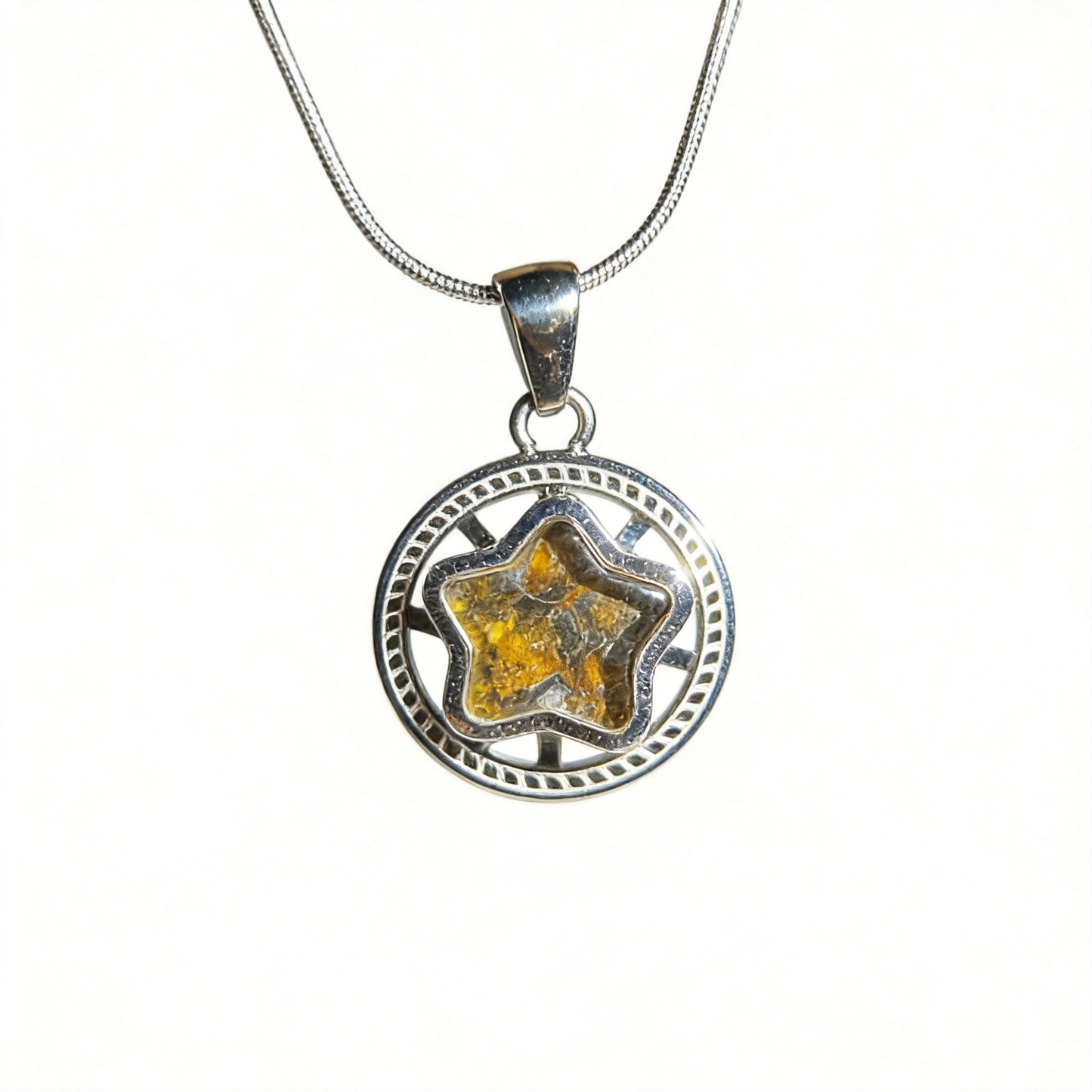Spinning Star Kenya Sericho Pallasite Meteorite Necklace