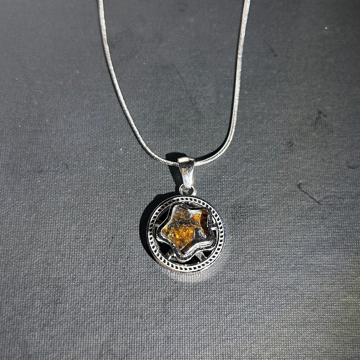 Spinning Star Kenya Sericho Pallasite Meteorite Necklace