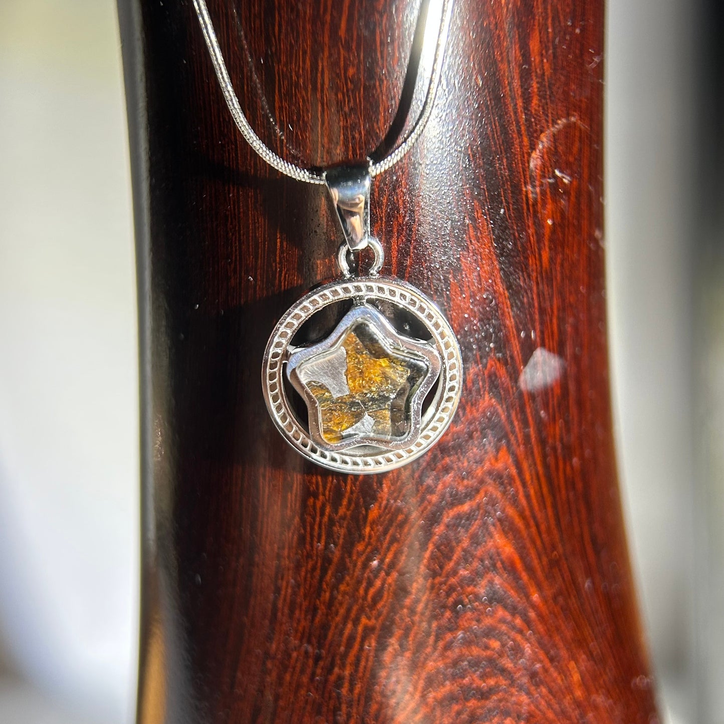 Spinning Star Kenya Sericho Pallasite Meteorite Necklace