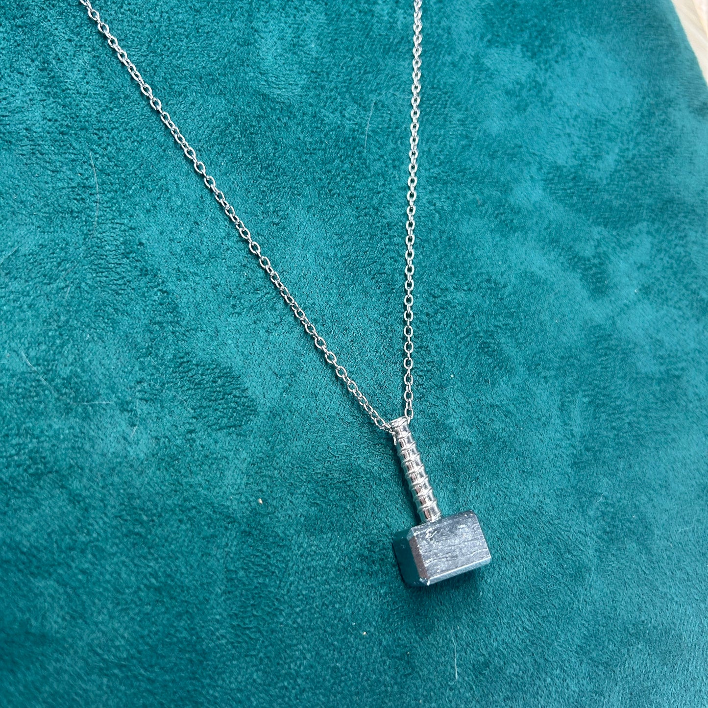 Thor Hammer Meteorite Pendant – Silver-Plated Iron Meteorite– Pendant + 23" Chain – Certificate & Gift Box Included