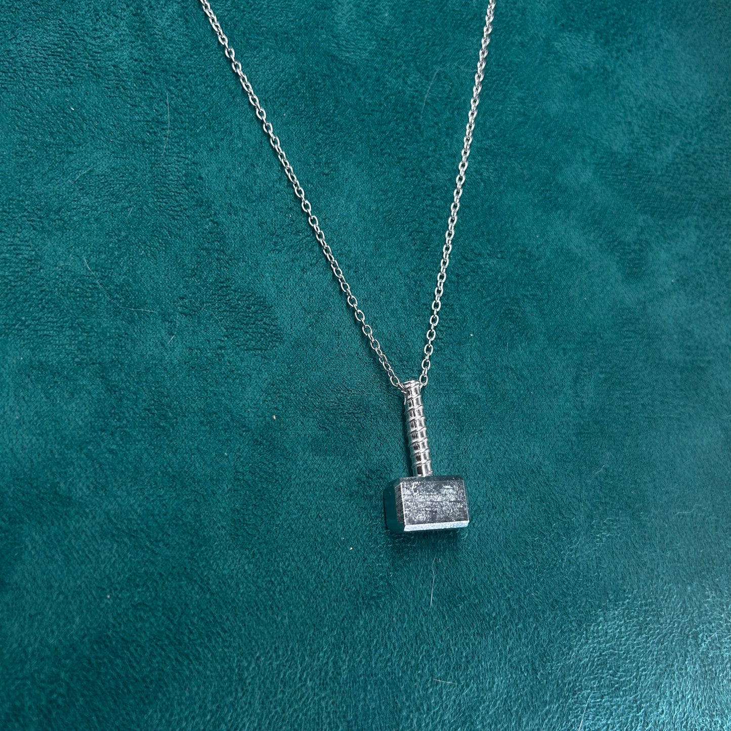 Thor Hammer Meteorite Pendant – Silver-Plated Iron Meteorite– Pendant + 23" Chain – Certificate & Gift Box Included