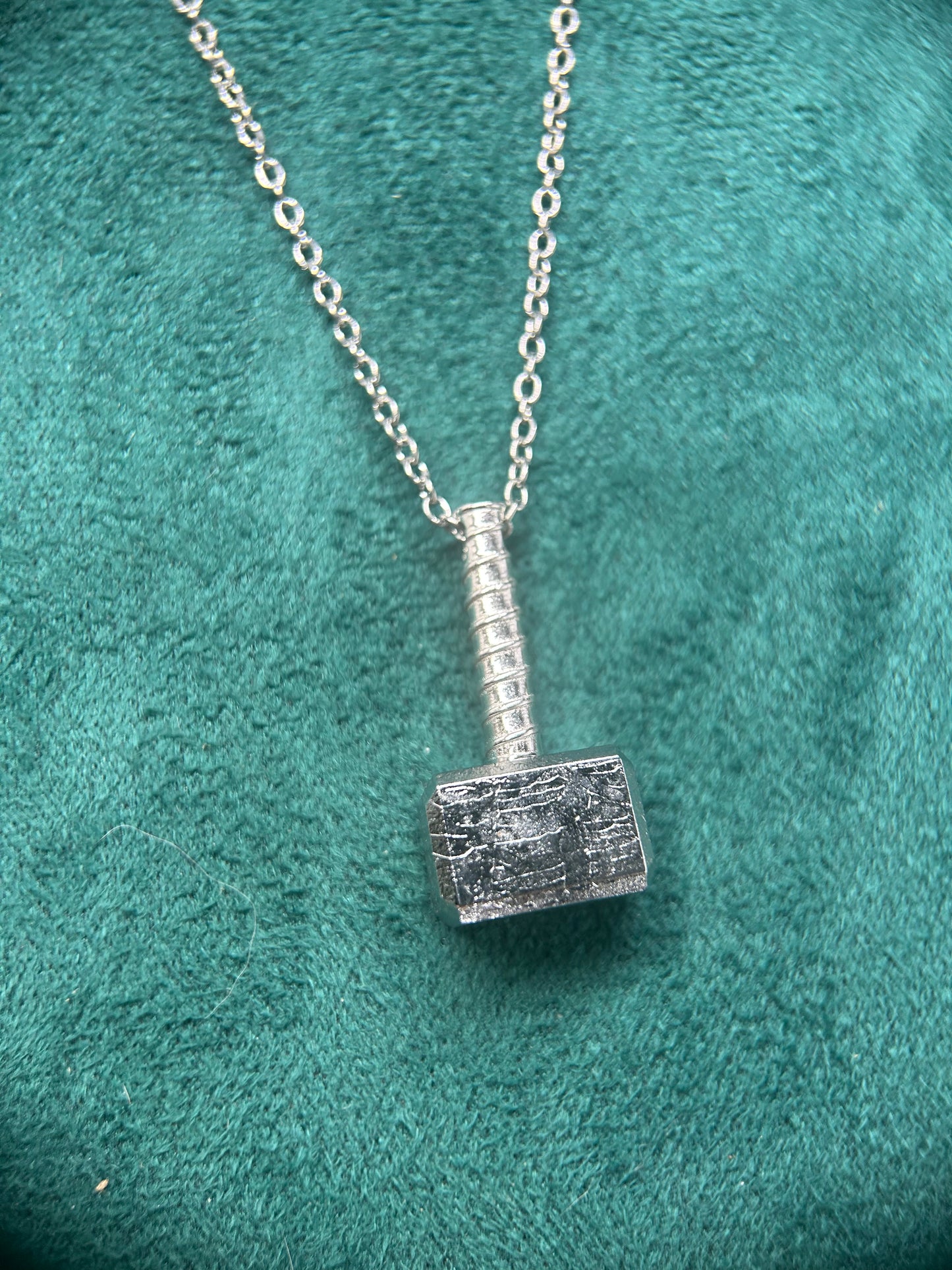 Thor Hammer Meteorite Pendant – Silver-Plated Iron Meteorite– Pendant + 23" Chain – Certificate & Gift Box Included