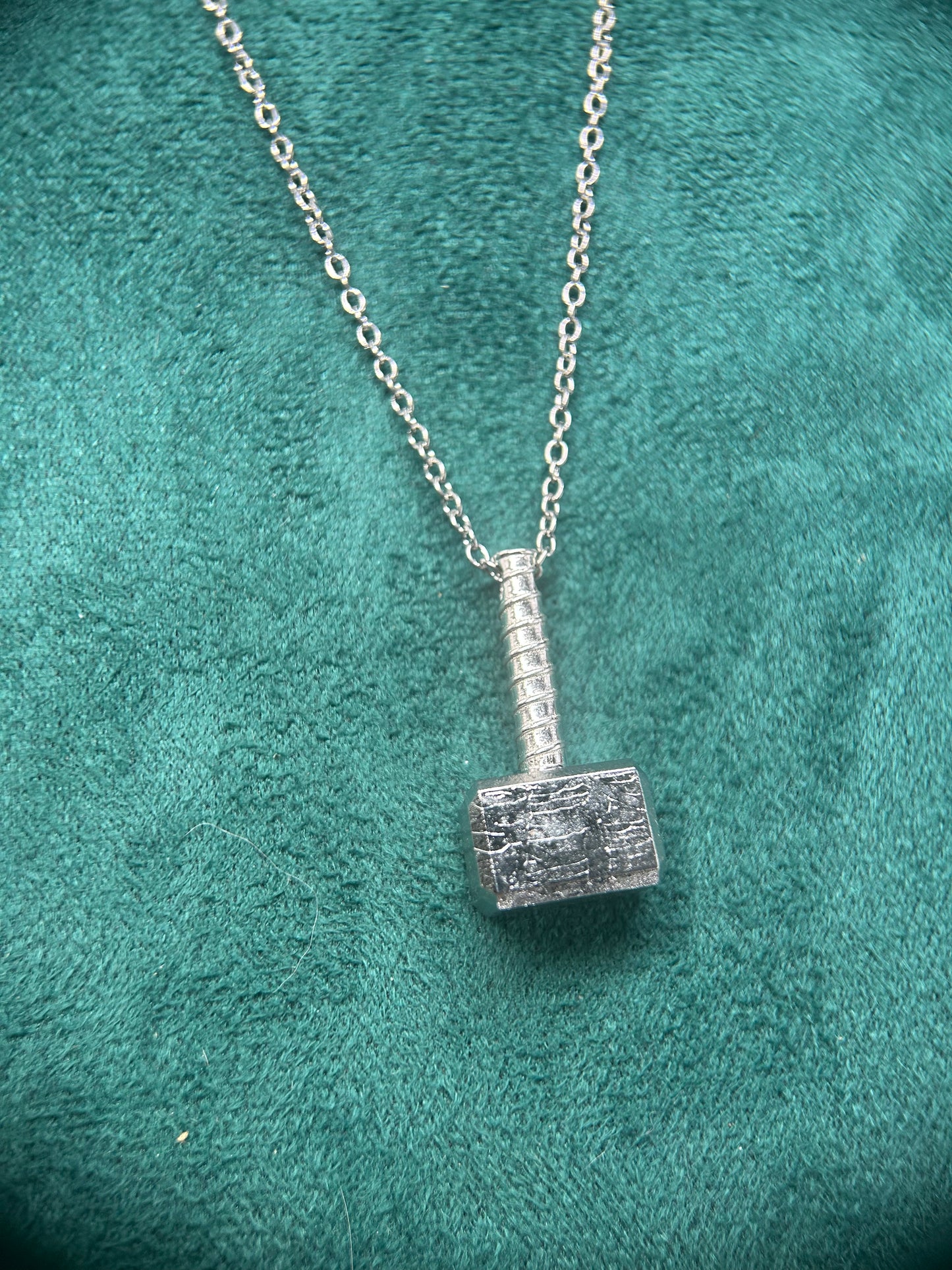 Thor Hammer Meteorite Pendant – Silver-Plated Iron Meteorite– Pendant + 23" Chain – Certificate & Gift Box Included