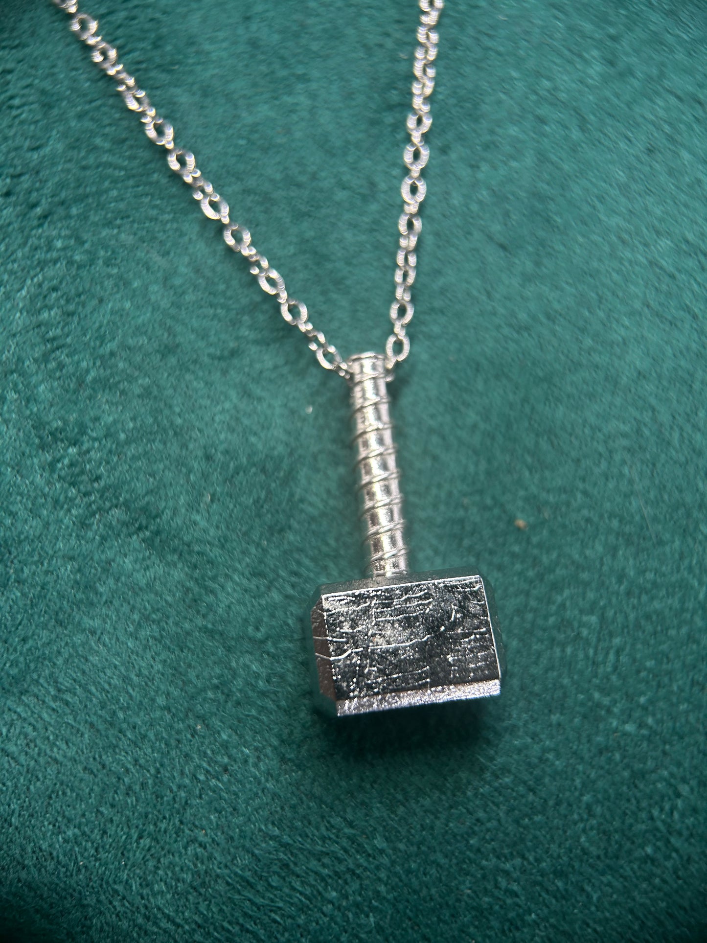 Thor Hammer Meteorite Pendant – Silver-Plated Iron Meteorite– Pendant + 23" Chain – Certificate & Gift Box Included