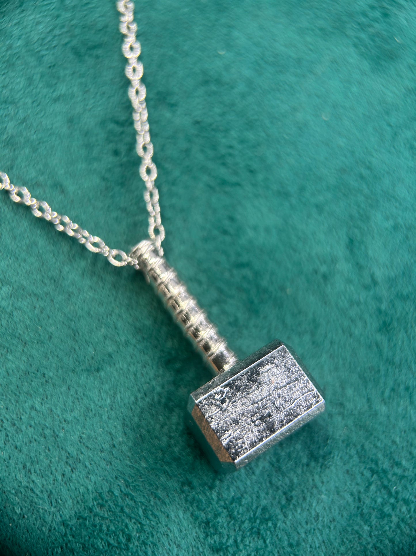 Thor Hammer Meteorite Pendant – Silver-Plated Iron Meteorite– Pendant + 23" Chain – Certificate & Gift Box Included
