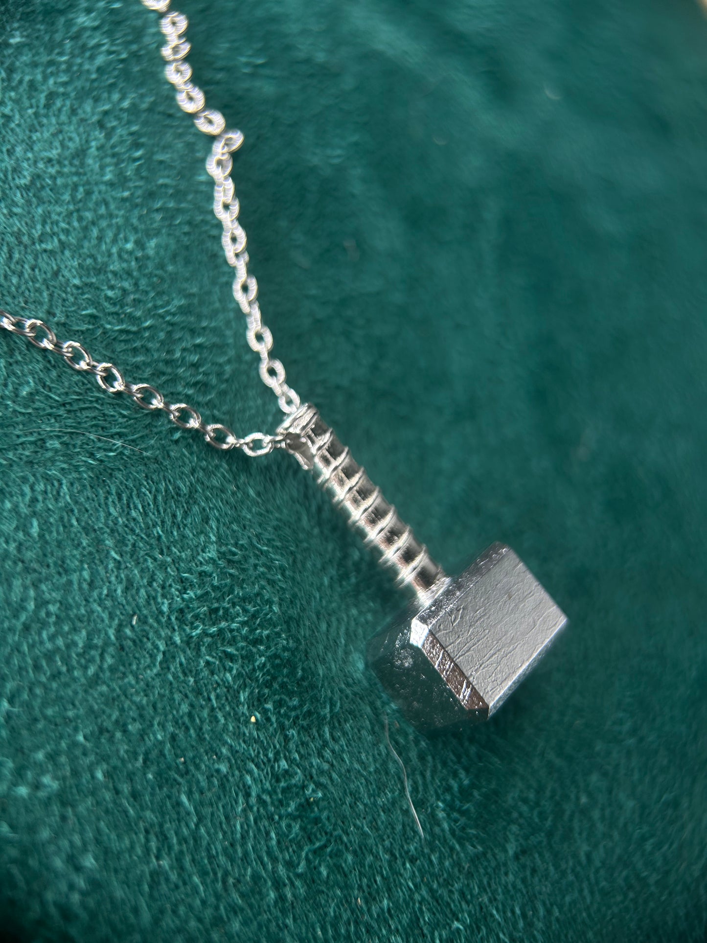 Thor Hammer Meteorite Pendant – Silver-Plated Iron Meteorite– Pendant + 23" Chain – Certificate & Gift Box Included