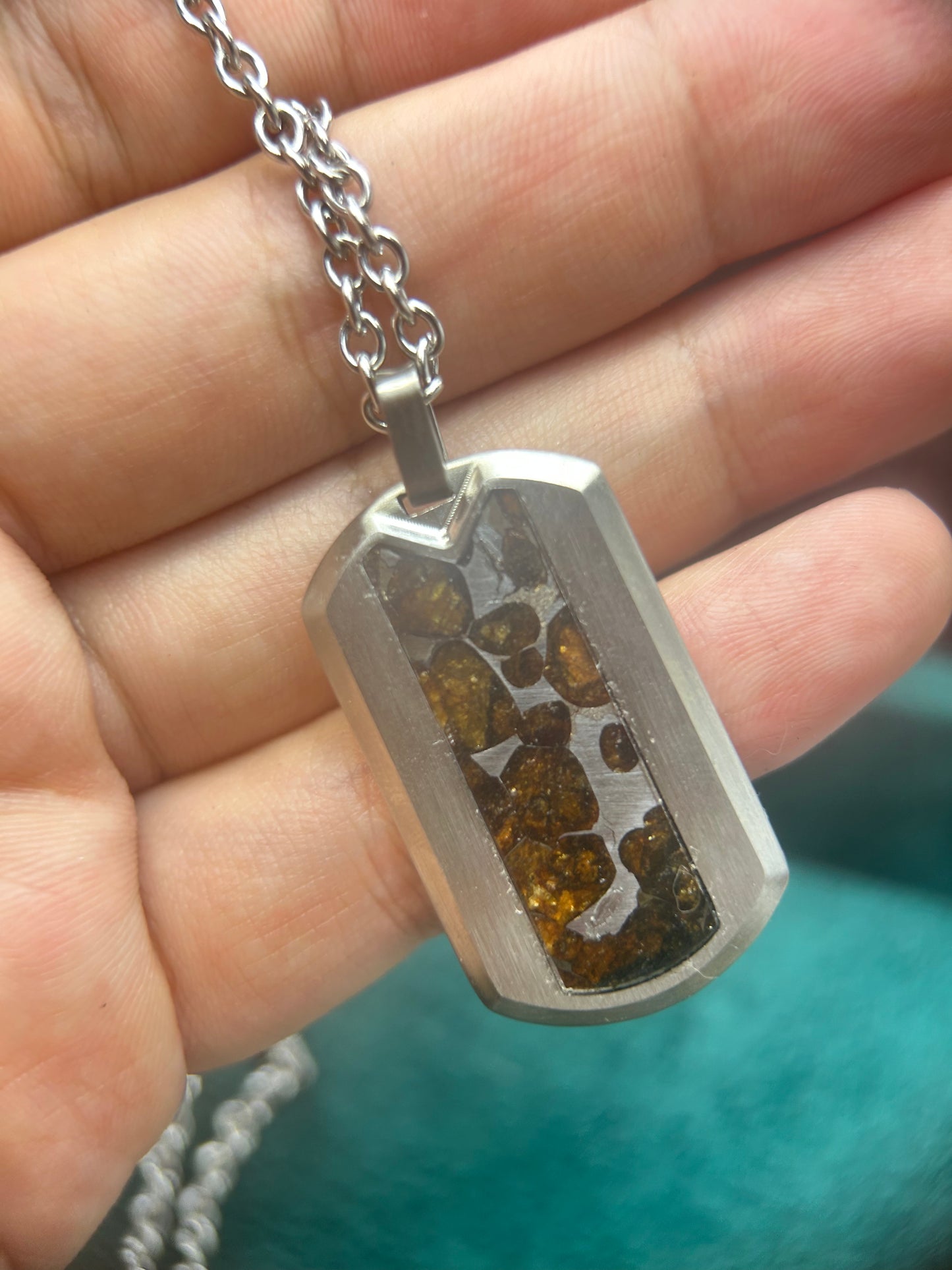 Top Quality Sericho Pallasite Meteorite Tag Pendant/Meteorite Necklace