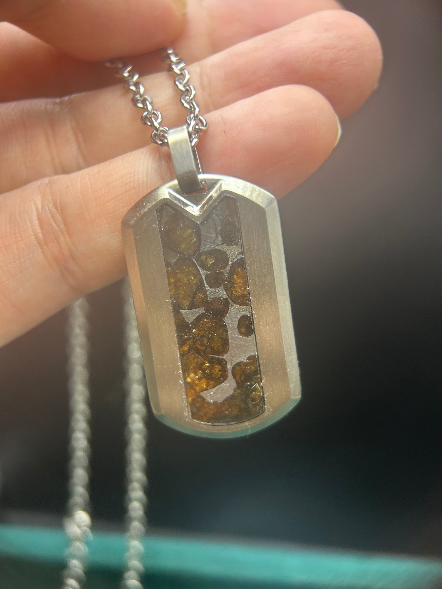 Top Quality Sericho Pallasite Meteorite Tag Pendant/Meteorite Necklace