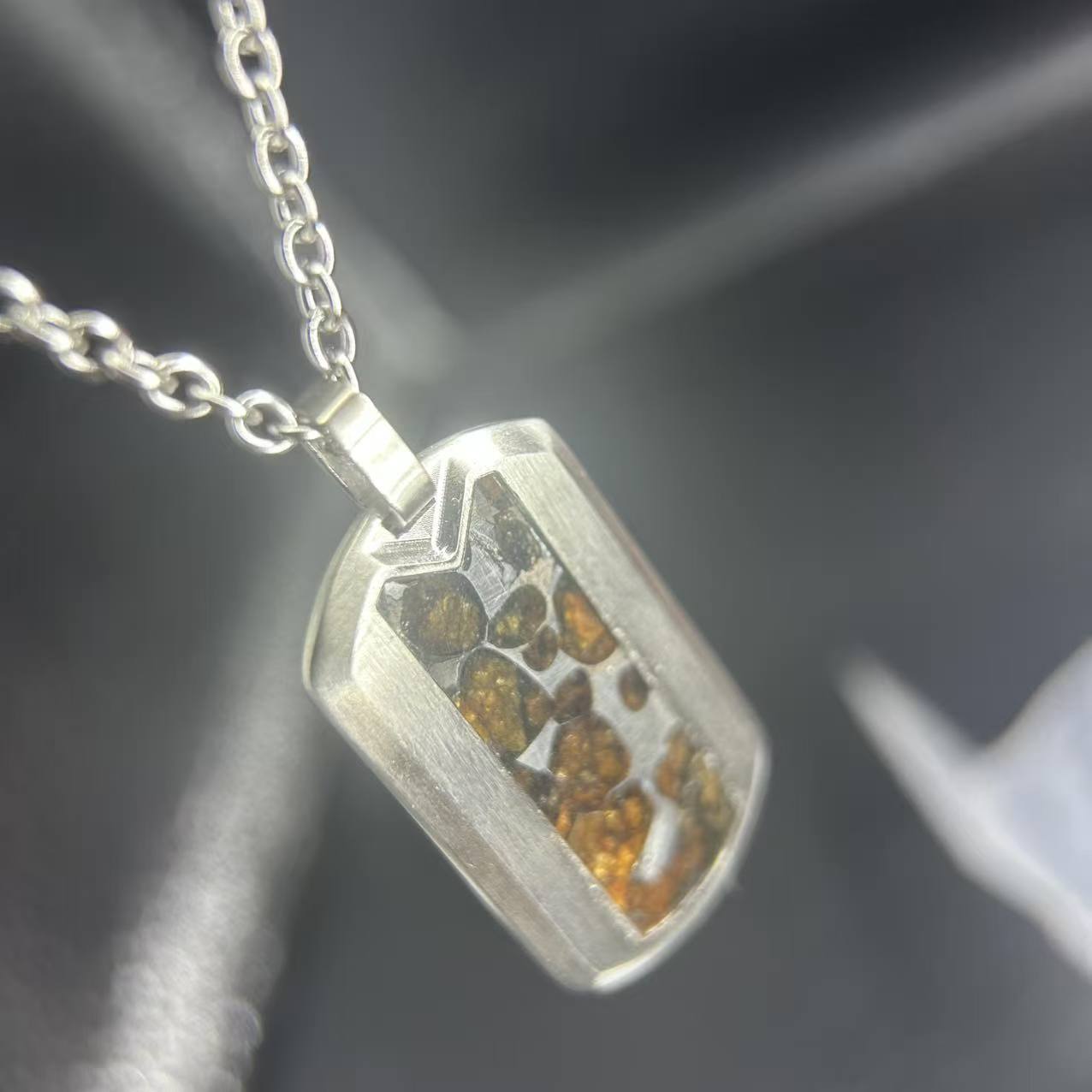 Top Quality Sericho Pallasite Meteorite Tag Pendant/Meteorite Necklace