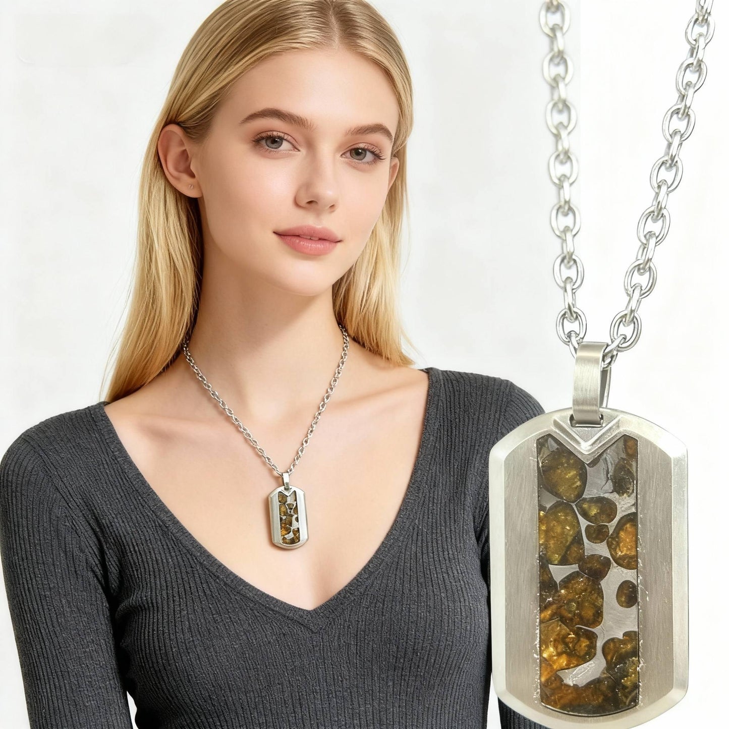 Top Quality Sericho Pallasite Meteorite Tag Pendant/Meteorite Necklace