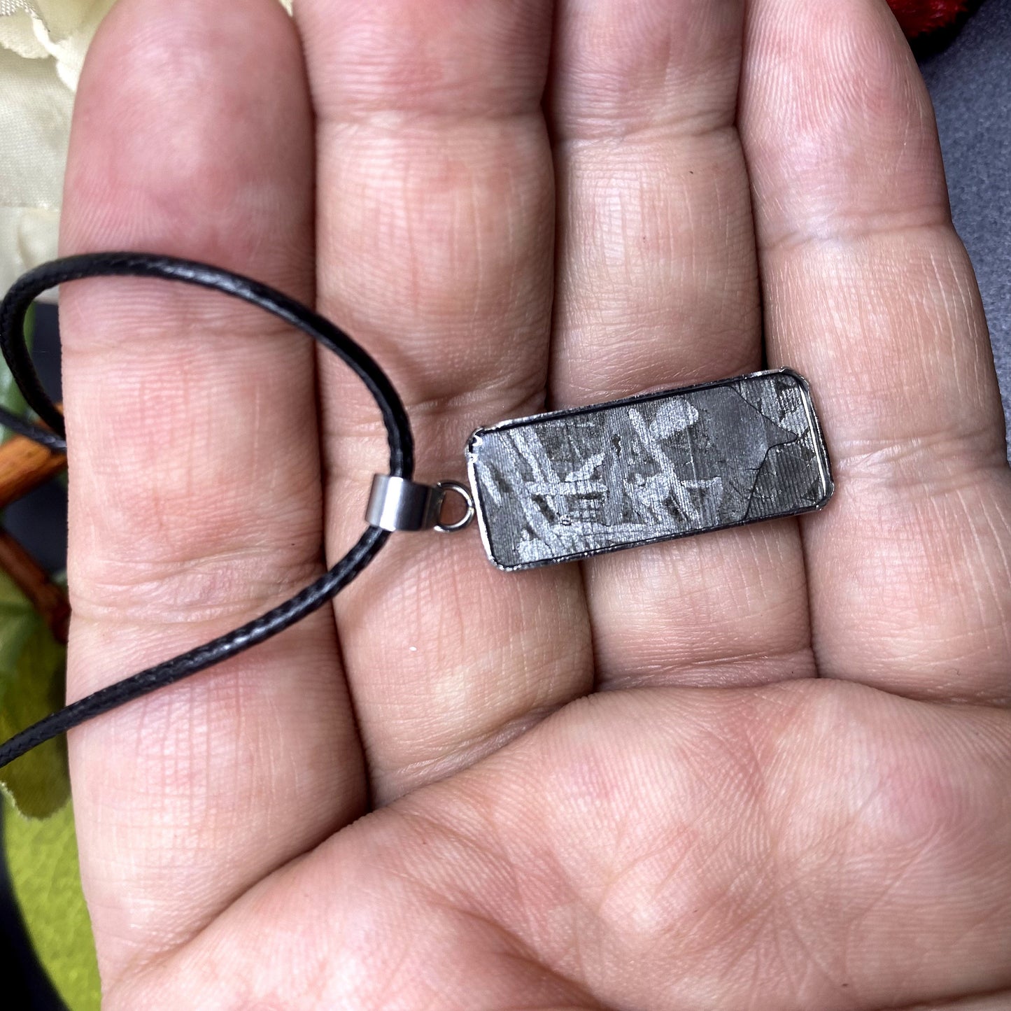 Iron meteorite Natural meteorite carving pendant! Rectangle Meteorite Pendant Necklace