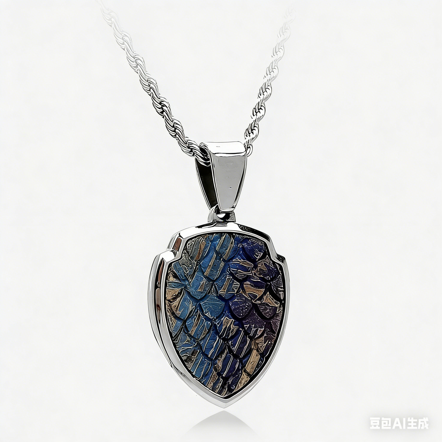 Collar con Colgante de Escudo de Escamas de Dragón de Meteorito, Colgante de Meteorito de Hierro Genuino, Joyería de Dragón con Recubrimiento Arcoíris, 35x20mm
