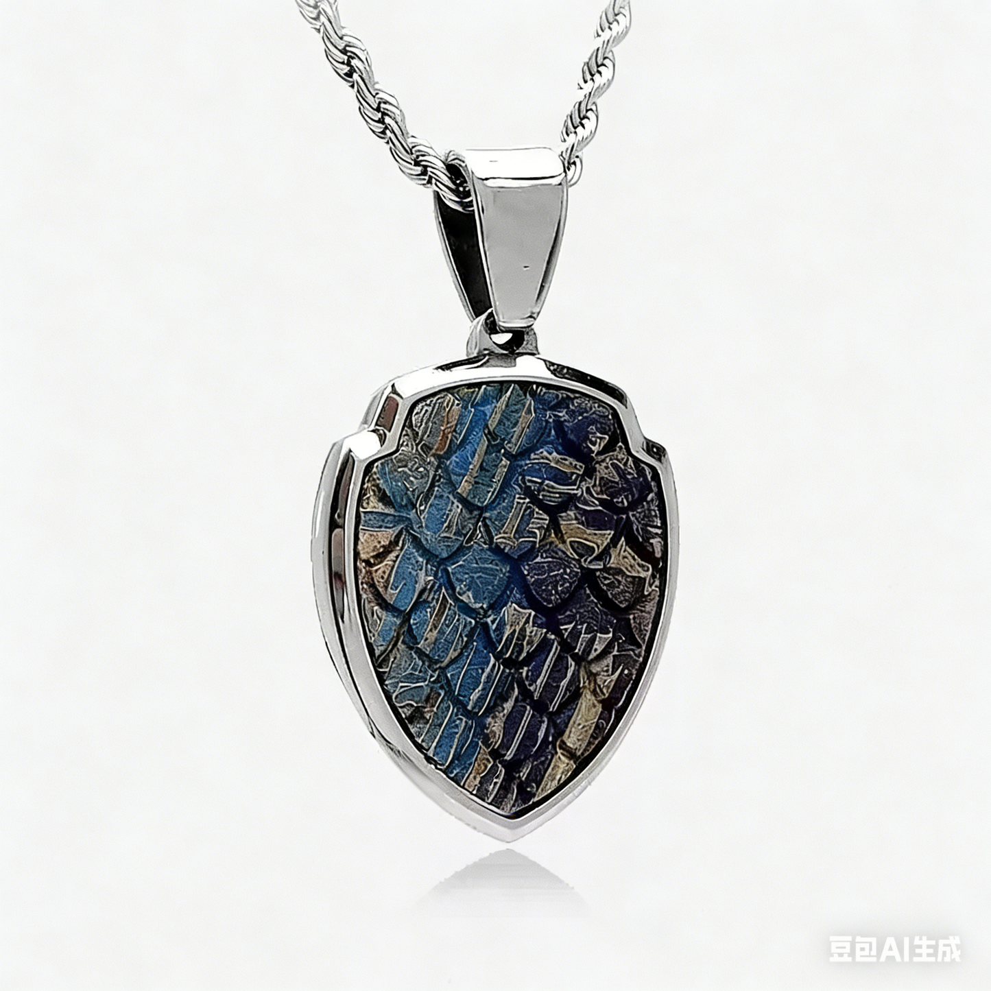 Collar con Colgante de Escudo de Escamas de Dragón de Meteorito, Colgante de Meteorito de Hierro Genuino, Joyería de Dragón con Recubrimiento Arcoíris, 35x20mm