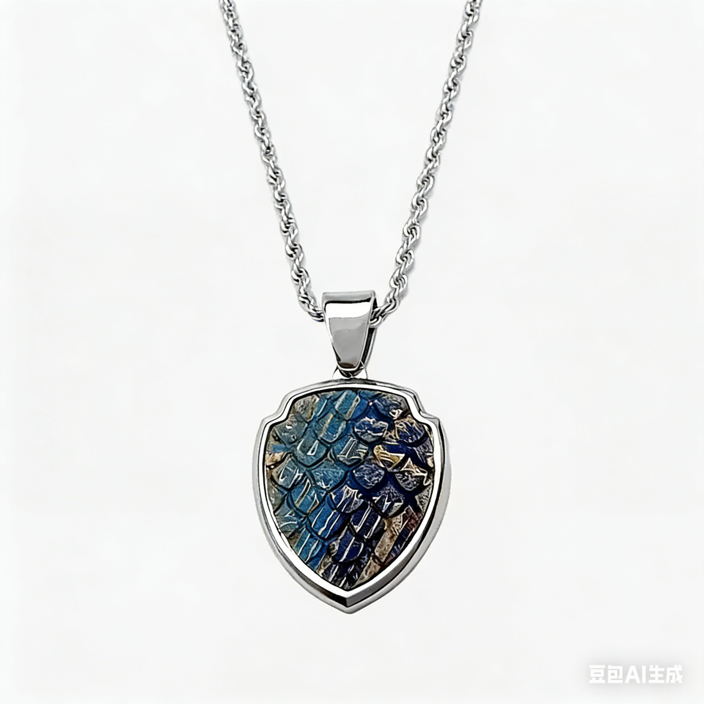 Collar con Colgante de Escudo de Escamas de Dragón de Meteorito, Colgante de Meteorito de Hierro Genuino, Joyería de Dragón con Recubrimiento Arcoíris, 35x20mm