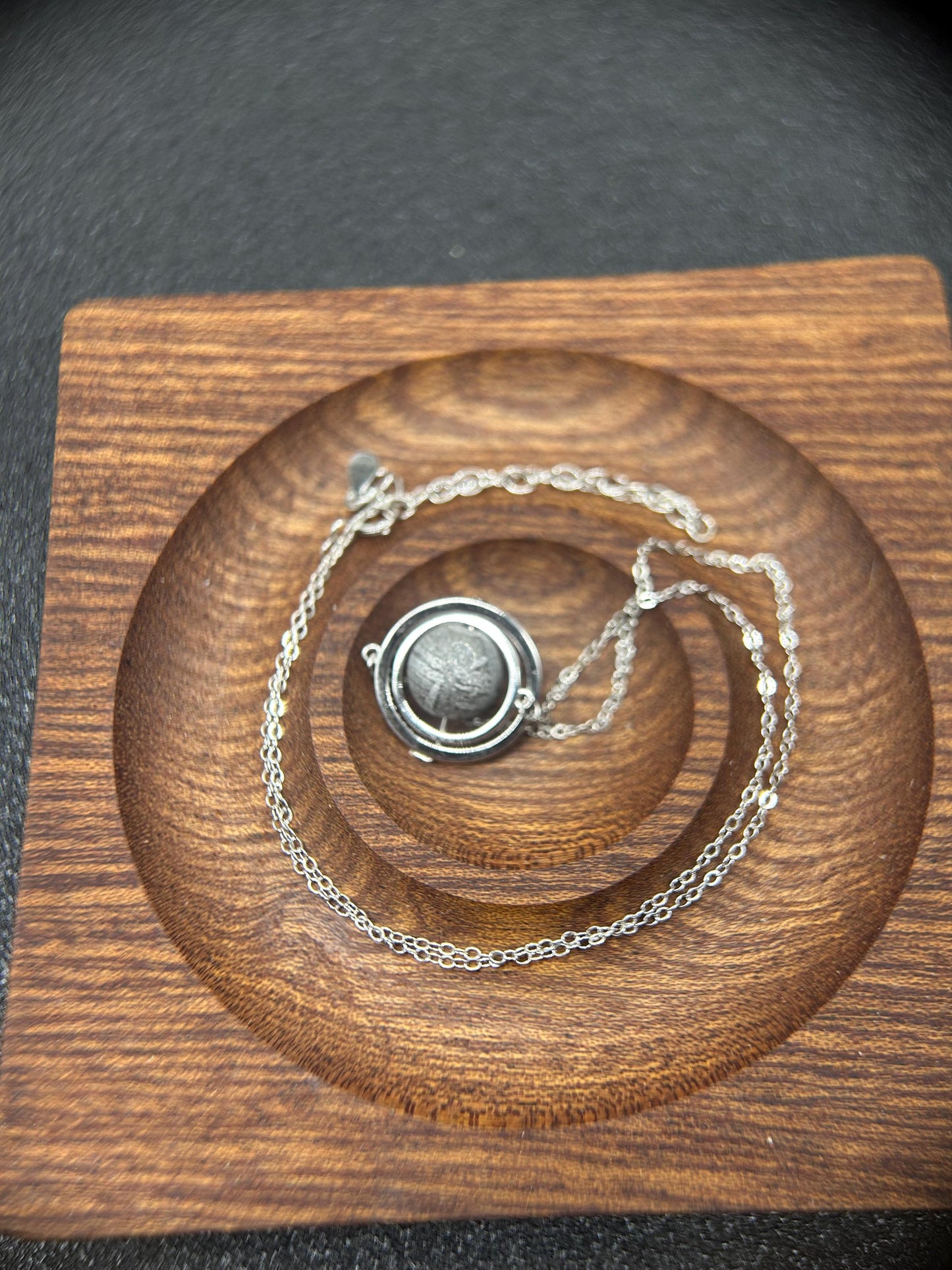 Handcrafted Silver Wire Wrapped Planetary Double Rings Meteorite Pendant,  Natural Iron Meteorite Natural For Love Power