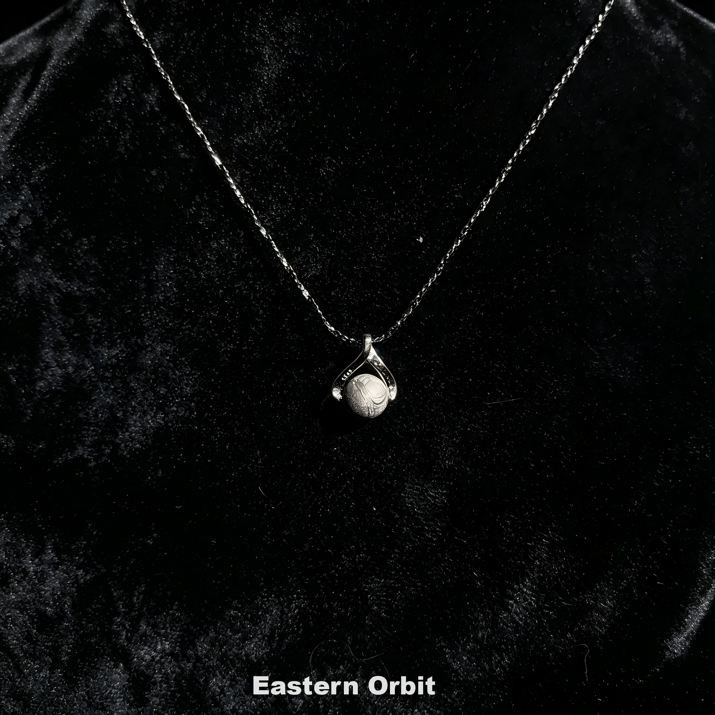 Genuine Type IIIE Iron Meteorite Bead Pendant Necklace|Crossed‑Scarf Style Setting | 925 Sterling Silver Set | Gift Box + COA