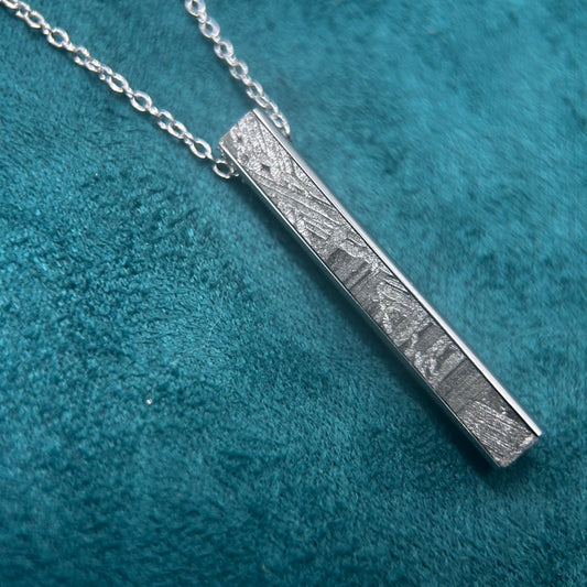 Iron meteorite Necklace pendant,Widmanstätten Pattern,40*58*4.9mm,Handcrafted Space iron Necklace,Unique Celestial Gift.