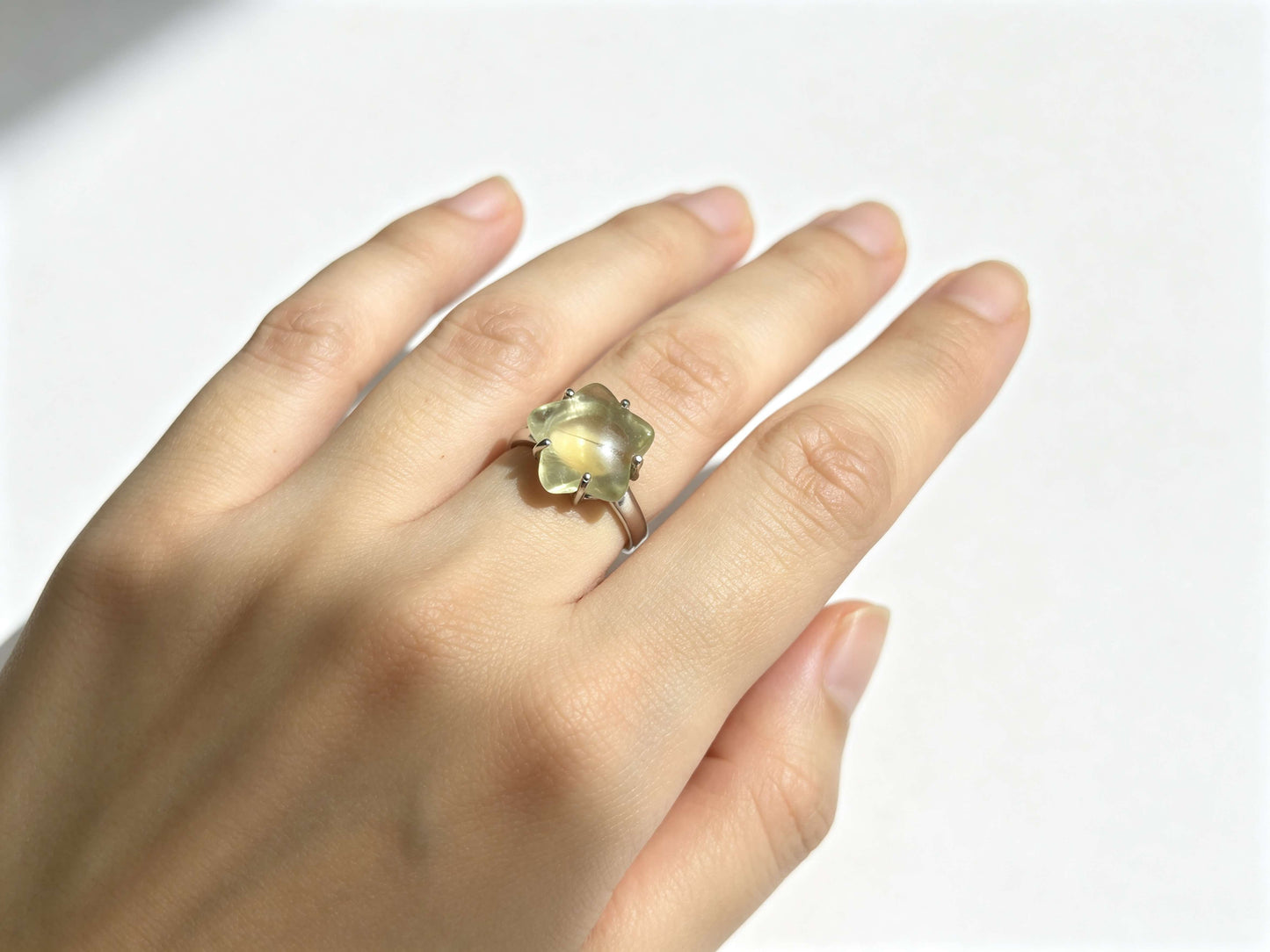 Libyan Desert Glass Ring, Pyramid Tetrahedron Statement Ring, Meteorite Impact Glass, Champagne Tektite, 925 Silver Gold Tone, Adjustable