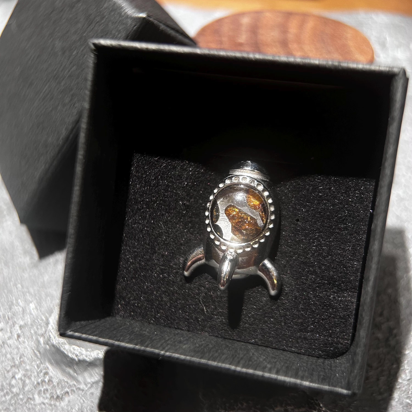 Sericho Meteorite Rocket Brooch, Sterling Silver Space Pin, Celestial Jewelry, Unique Sci-Fi Gift for Him for Her, Graduation Gift