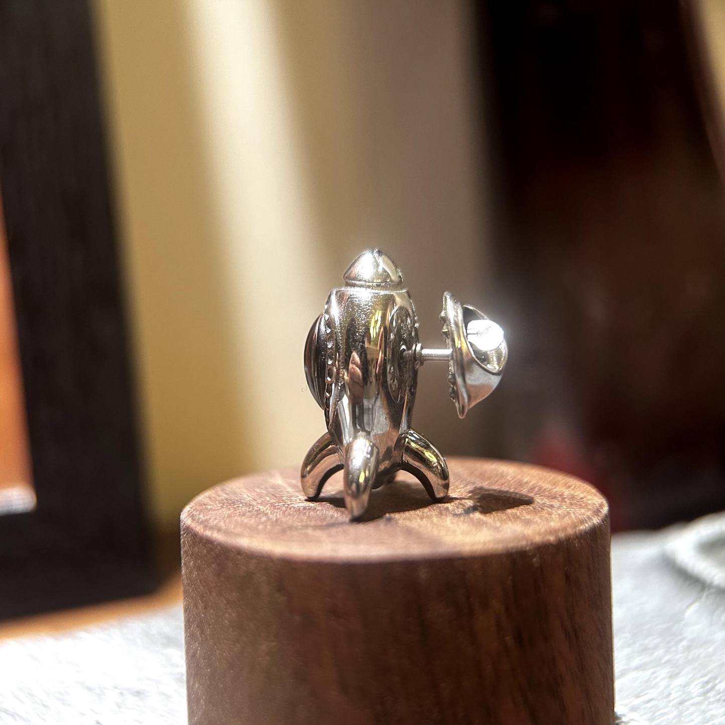 Sericho Meteorite Rocket Brooch, Sterling Silver Space Pin, Celestial Jewelry, Unique Sci-Fi Gift for Him for Her, Graduation Gift