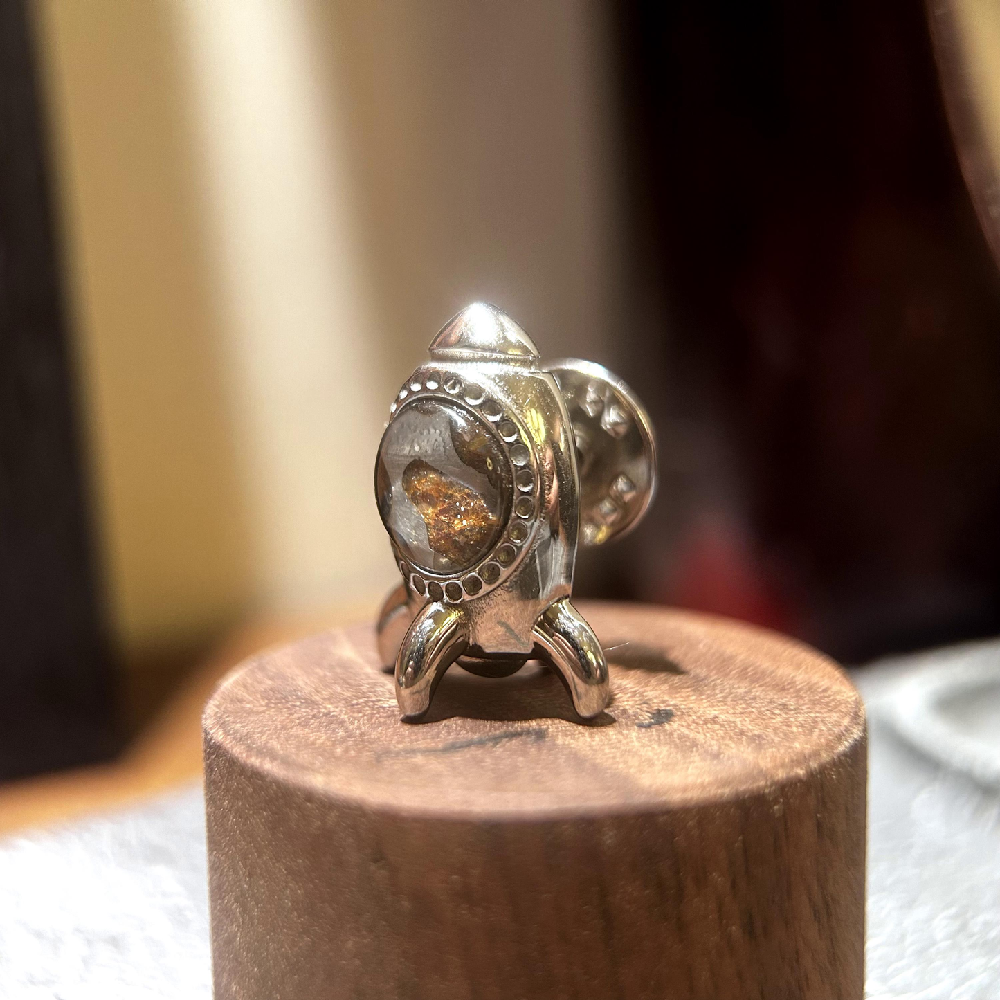 Sericho Meteorite Rocket Brooch, Sterling Silver Space Pin, Celestial Jewelry, Unique Sci-Fi Gift for Him for Her, Graduation Gift