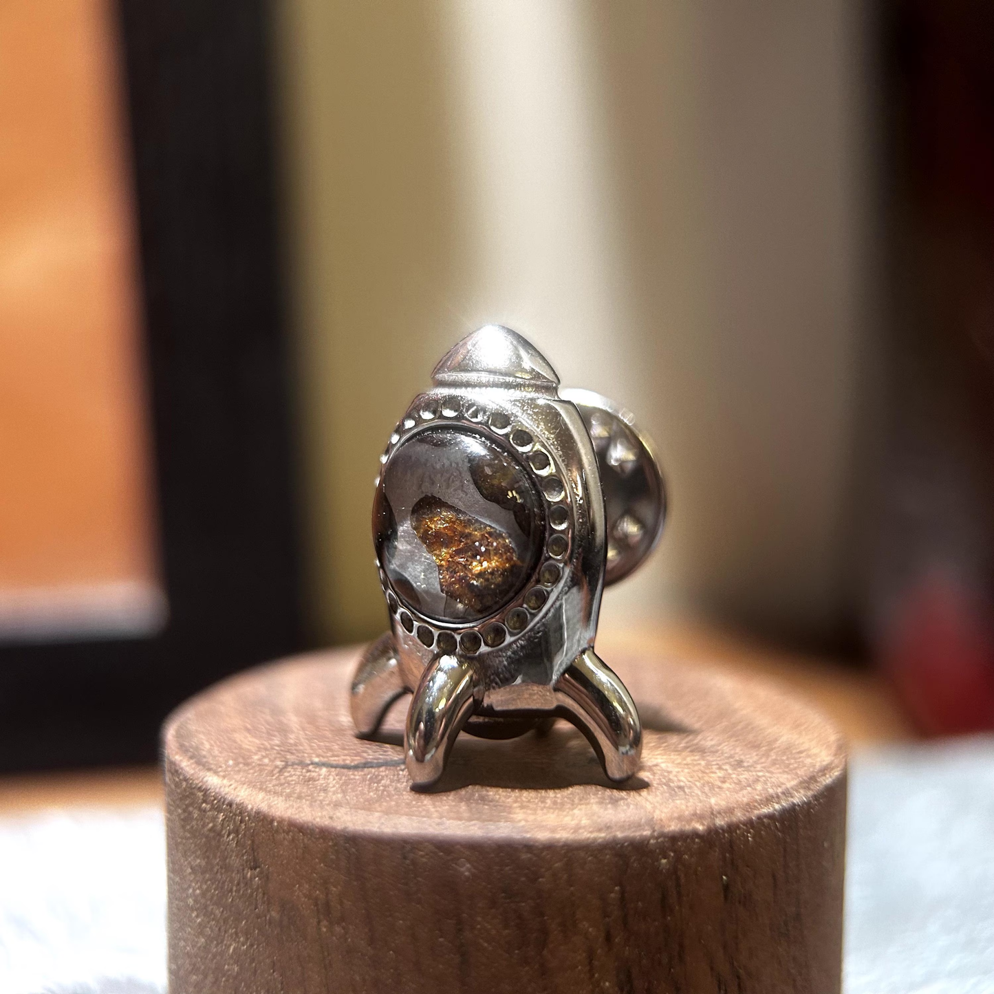 Sericho Meteorite Rocket Brooch, Sterling Silver Space Pin, Celestial Jewelry, Unique Sci-Fi Gift for Him for Her, Graduation Gift