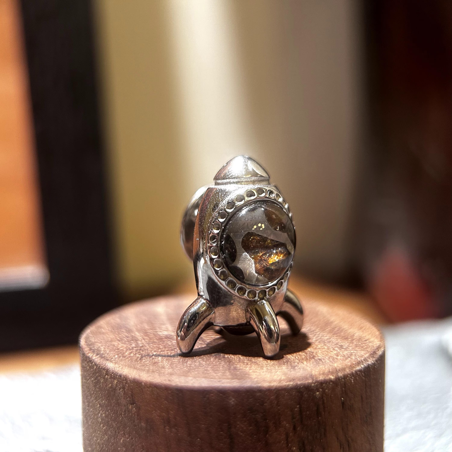 Sericho Meteorite Rocket Brooch, Sterling Silver Space Pin, Celestial Jewelry, Unique Sci-Fi Gift for Him for Her, Graduation Gift