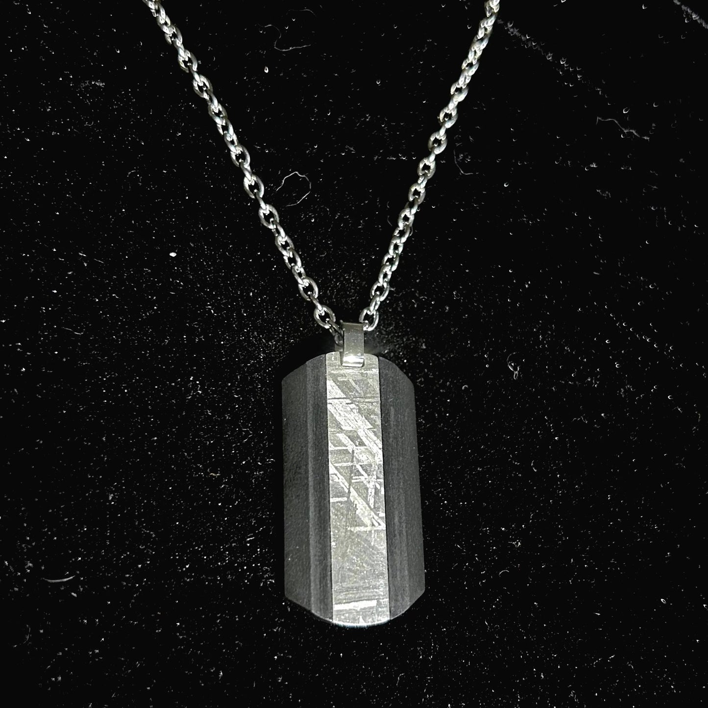 Tungsten Shield Meteorite Pendant Necklace | Muonionalusta Meteorite Inlay | Widmanstätten | 60cm 21.5in | COA Gift Box