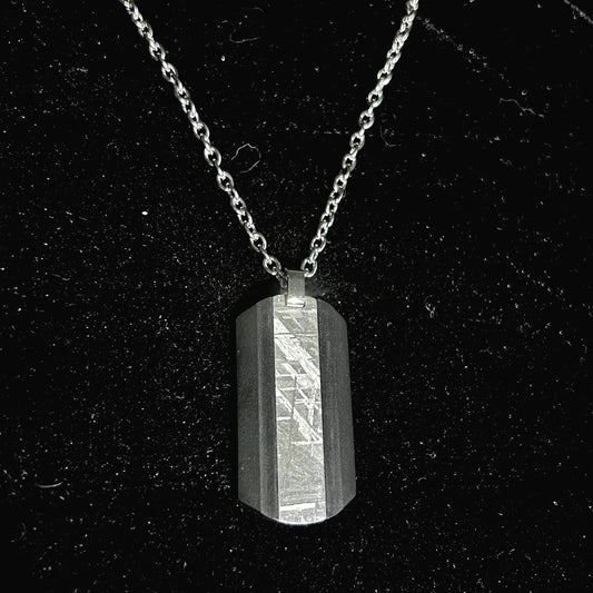 Tungsten Shield Meteorite Pendant Necklace | Muonionalusta Meteorite Inlay | Widmanstätten | 60cm 21.5in | COA Gift Box