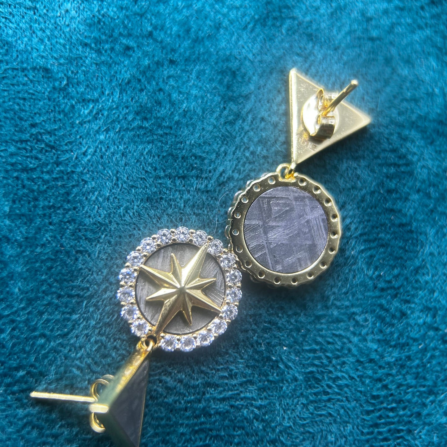 Muonionalusta meteorite earring, Widmanstätten Pattern,27*15*3mm, Handcrafted Space iron Earrings, Unique Celestial Gift, Polaris earrings