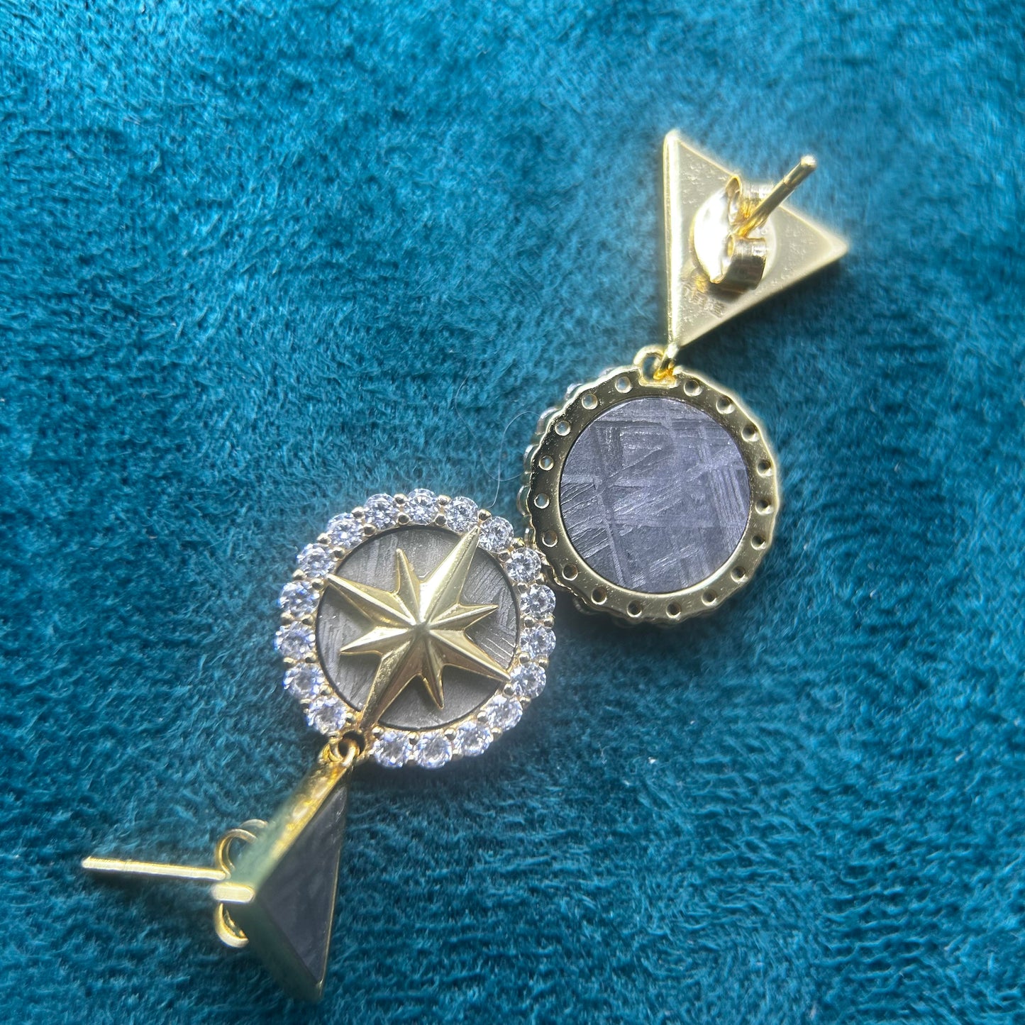 Muonionalusta meteorite earring, Widmanstätten Pattern,27*15*3mm, Handcrafted Space iron Earrings, Unique Celestial Gift, Polaris earrings