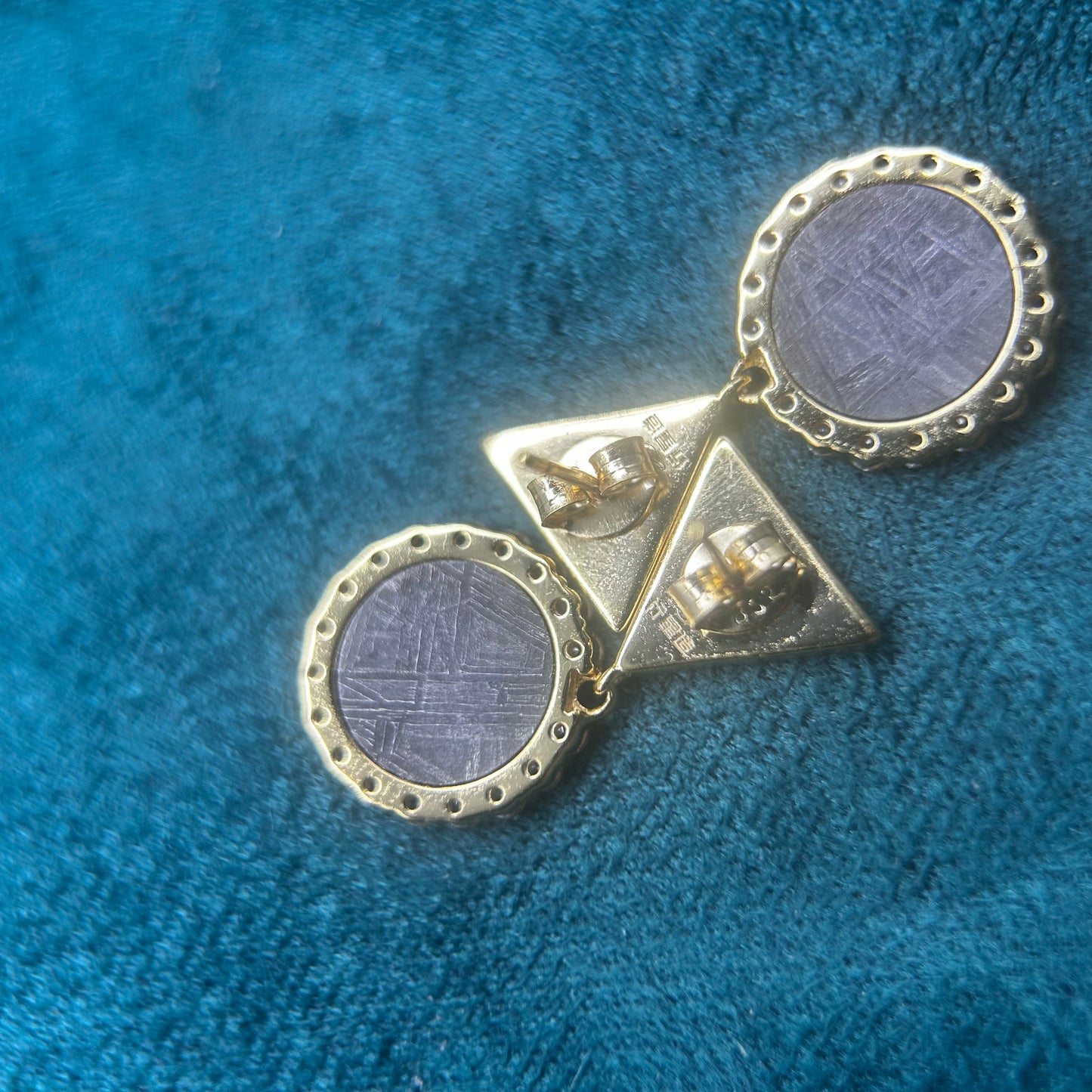Muonionalusta meteorite earring, Widmanstätten Pattern,27*15*3mm, Handcrafted Space iron Earrings, Unique Celestial Gift, Polaris earrings