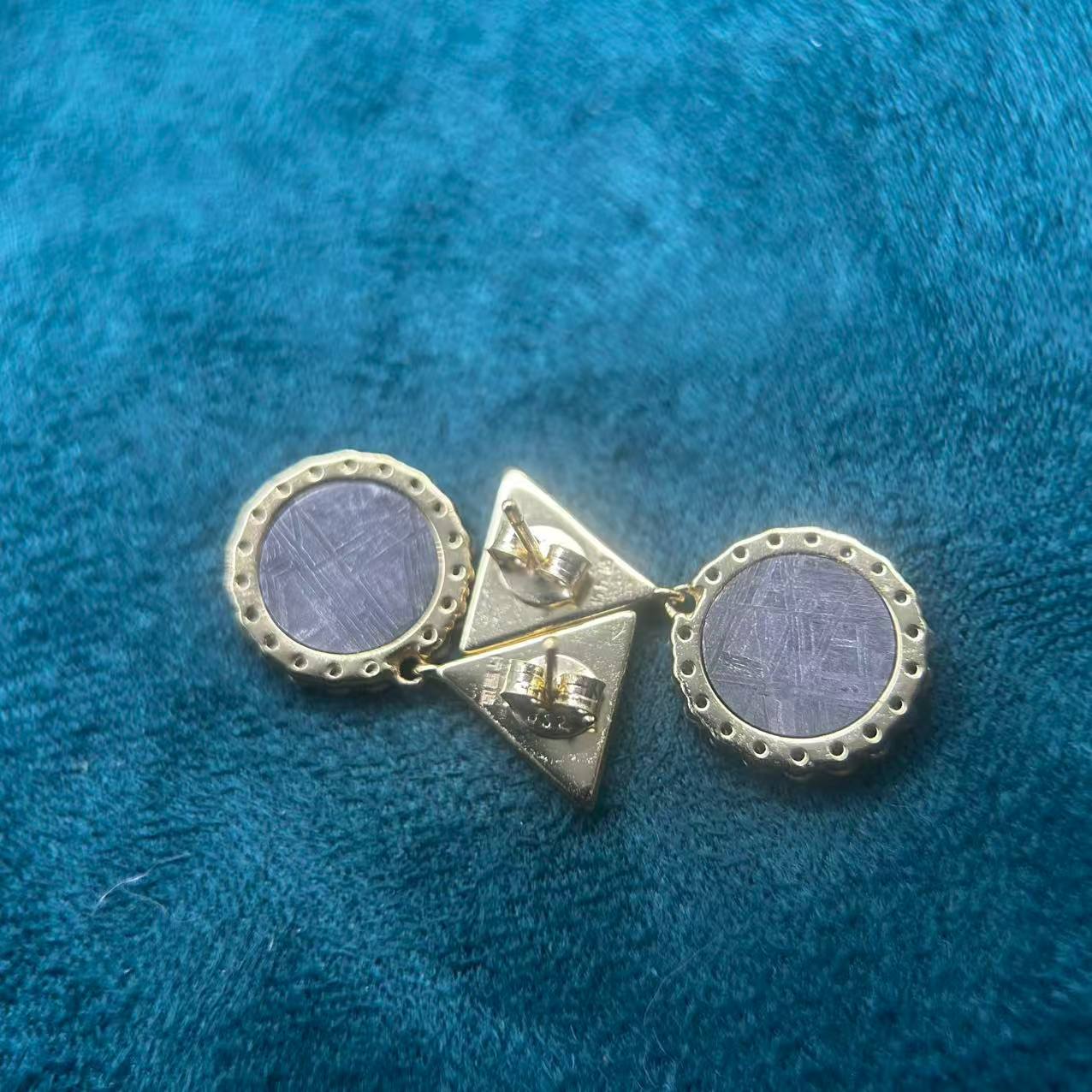 Muonionalusta meteorite earring, Widmanstätten Pattern,27*15*3mm, Handcrafted Space iron Earrings, Unique Celestial Gift, Polaris earrings