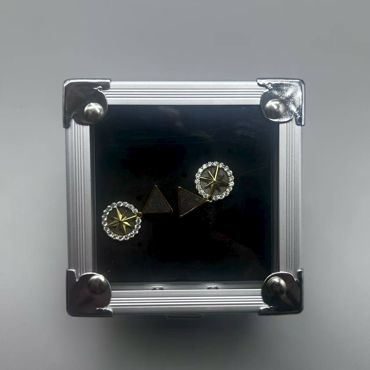 Muonionalusta meteorite earring, Widmanstätten Pattern,27*15*3mm, Handcrafted Space iron Earrings, Unique Celestial Gift, Polaris earrings