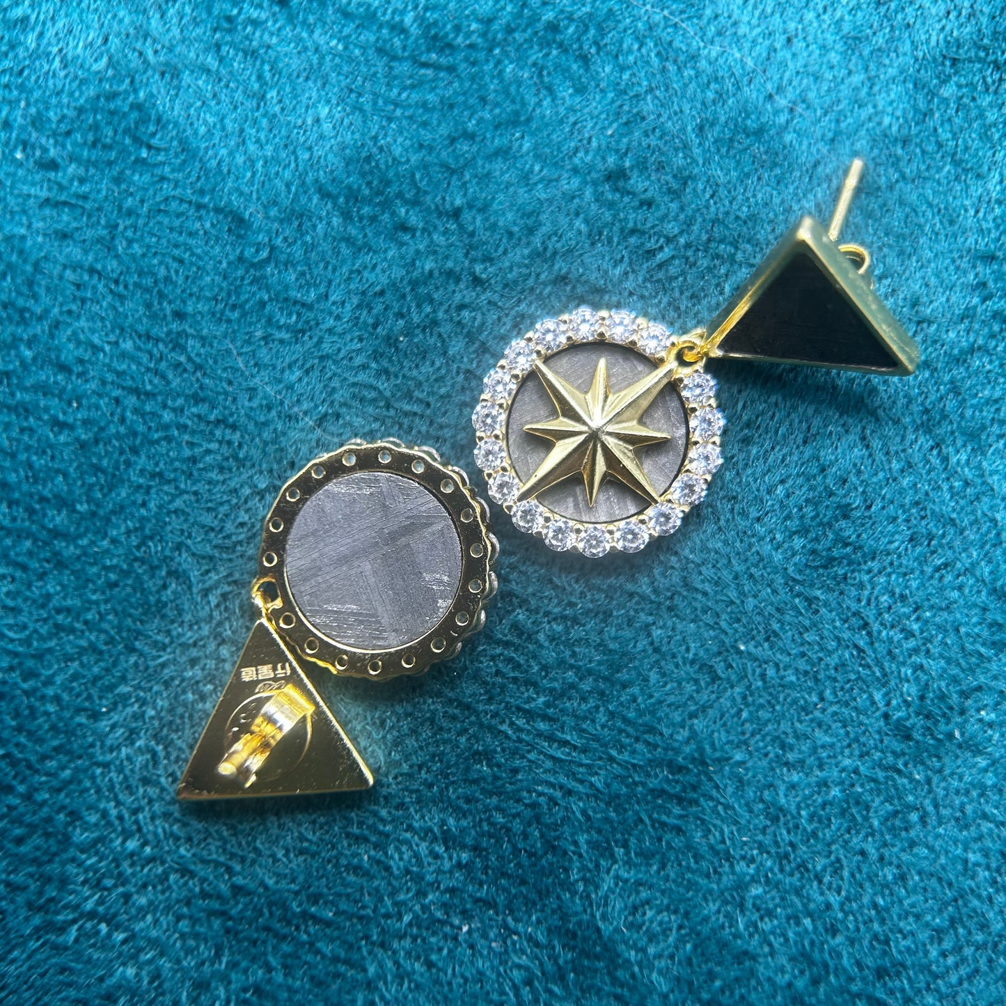 Muonionalusta meteorite earring, Widmanstätten Pattern,27*15*3mm, Handcrafted Space iron Earrings, Unique Celestial Gift, Polaris earrings