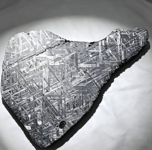 1506g Muonionalusta Meteorite Slice, Sweden, Widmanstätten Pattern, Polished Iron Meteorite Display