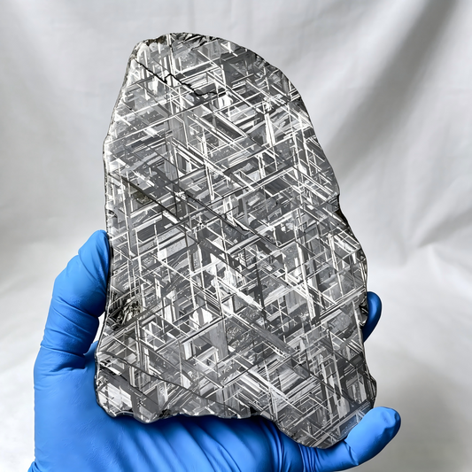 Muonionalusta Meteorite End Cut Slice 1075g | Sweden Iron Nickel Meteorite | Widmanstätten Pattern Polished | Collector Specimen