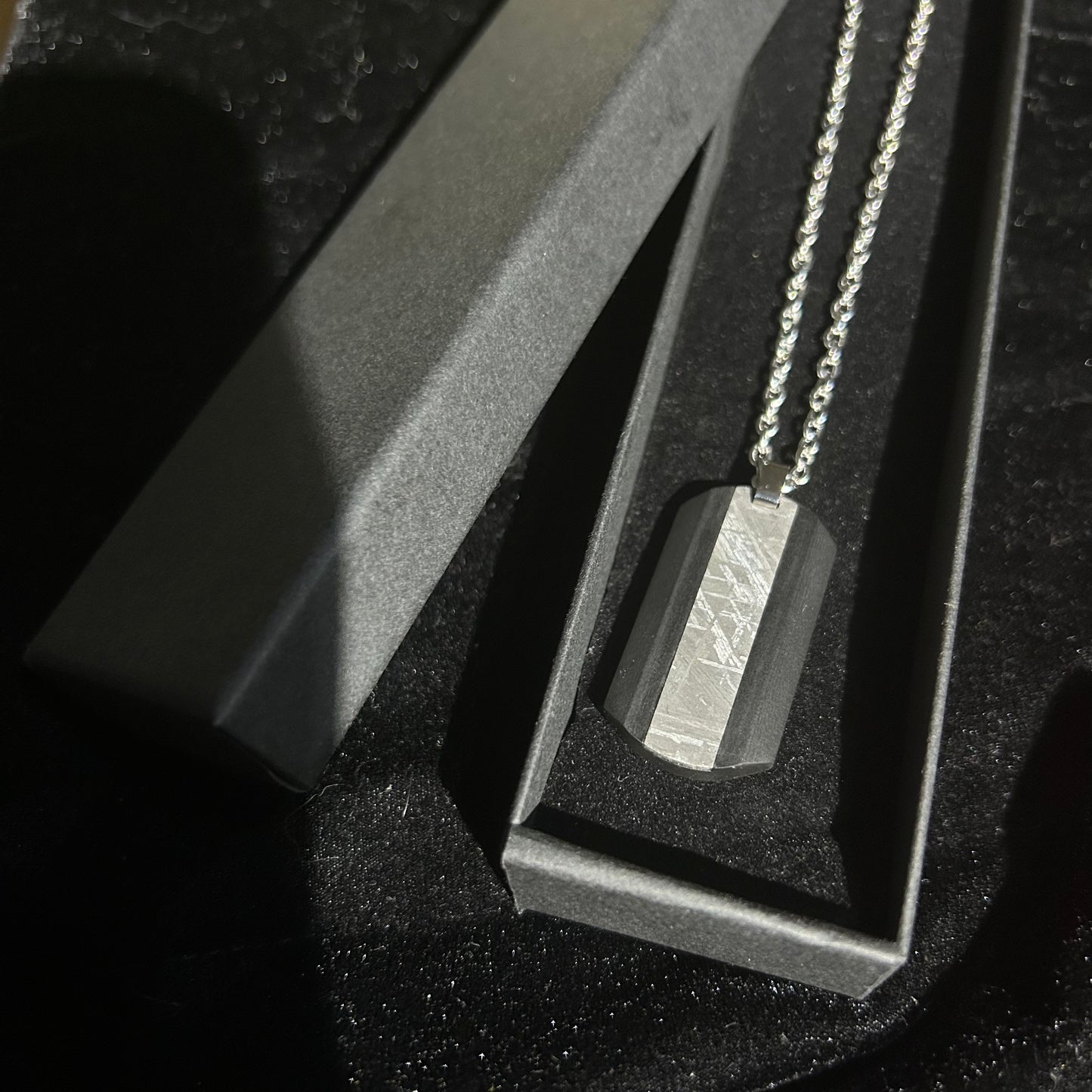 Tungsten Shield Meteorite Pendant Necklace | Muonionalusta Meteorite Inlay | Widmanstätten | 60cm 21.5in | COA Gift Box