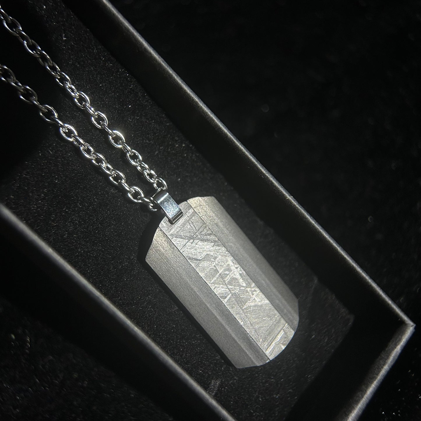 Tungsten Shield Meteorite Pendant Necklace | Muonionalusta Meteorite Inlay | Widmanstätten | 60cm 21.5in | COA Gift Box