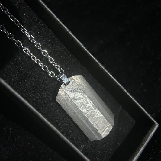 Tungsten Shield Meteorite Pendant Necklace | Muonionalusta Meteorite Inlay | Widmanstätten | 60cm 21.5in | COA Gift Box