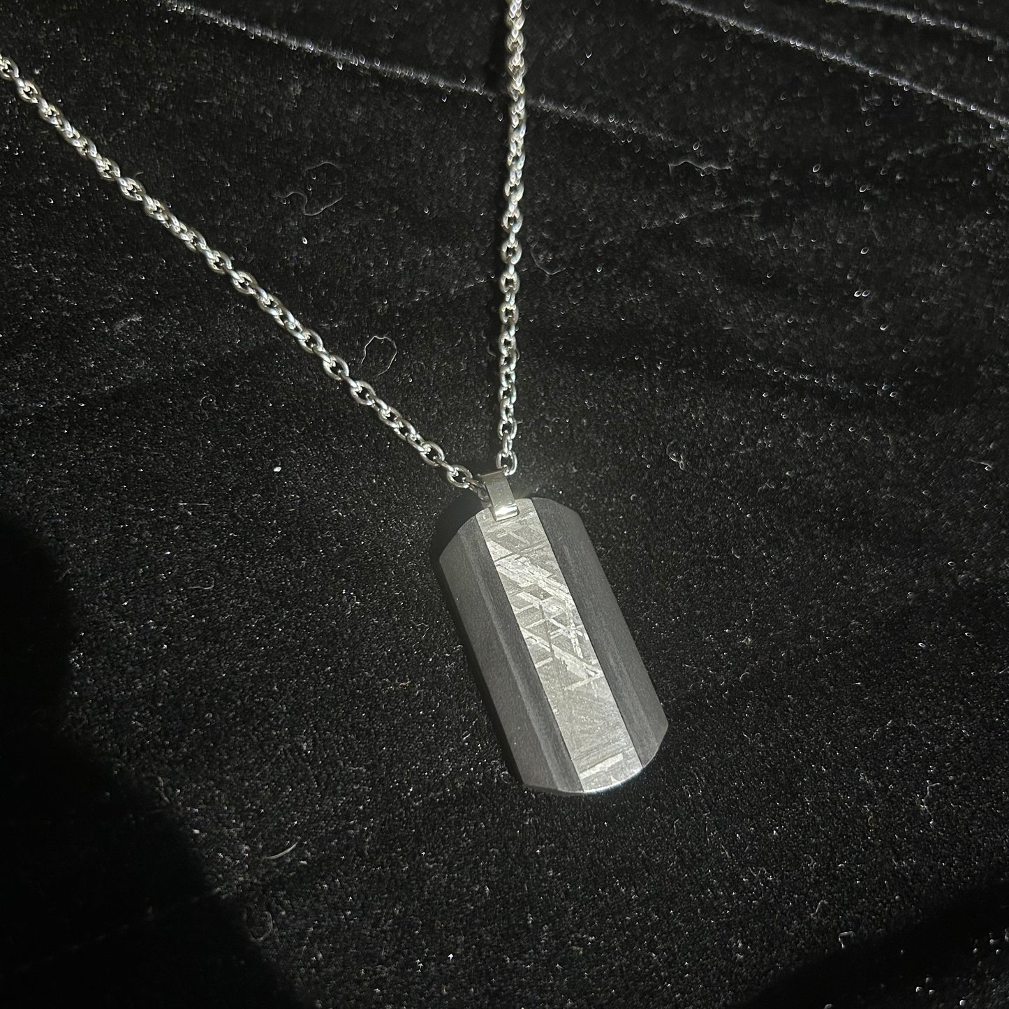 Tungsten Shield Meteorite Pendant Necklace | Muonionalusta Meteorite Inlay | Widmanstätten | 60cm 21.5in | COA Gift Box